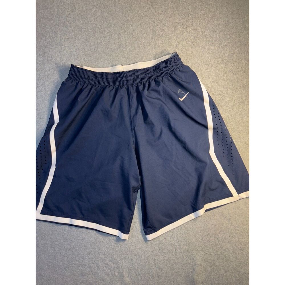 Nike Activewear Shorts Men's Large Navy Dri Fit Drawstring Mesh Side Swoosh Logo